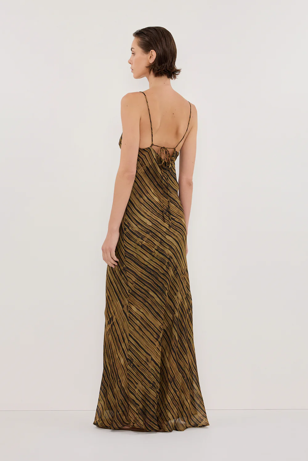 FLEUR DARK CHOCOLATE SLIP MIDI DRESS - Gamepaces