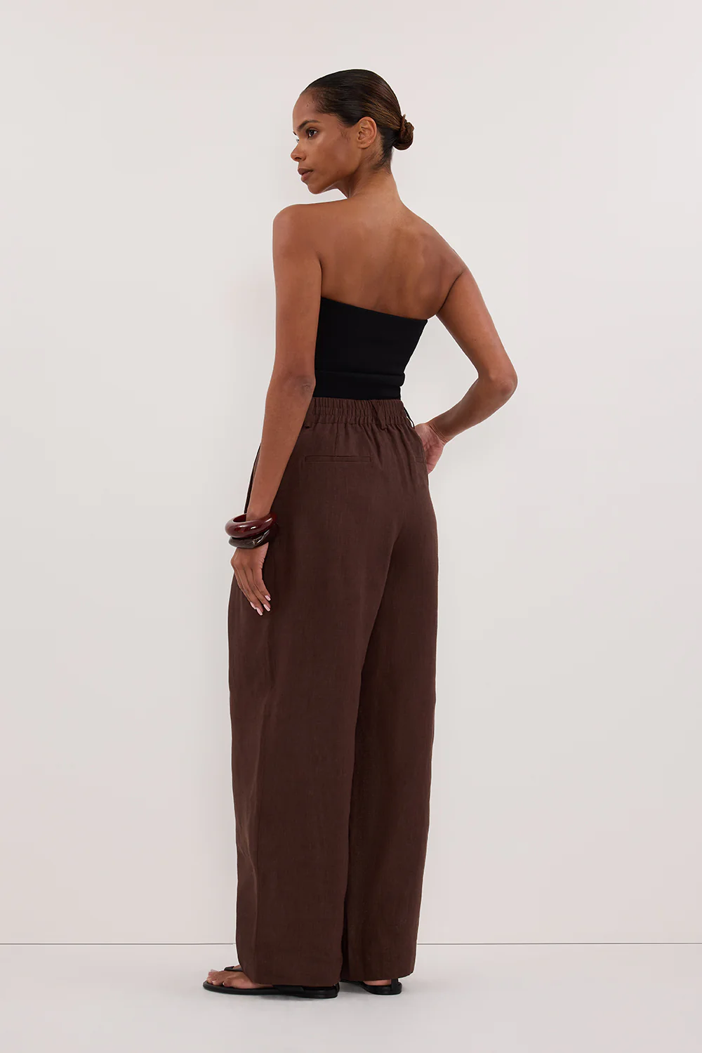 FRAN COCOA CHOC LINEN PANT - Gamepaces