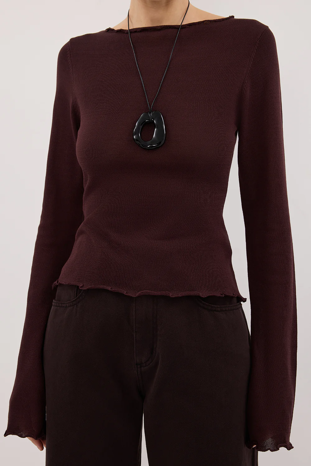 BLAKE PLUM LONG SLEEVE BOAT NECK KNIT TOP - Gamepaces