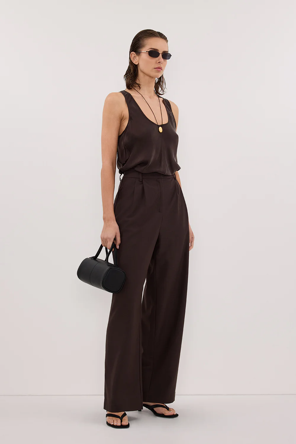 COLETTE BITTER CHOC SILK CAMI TOP - Gamepaces