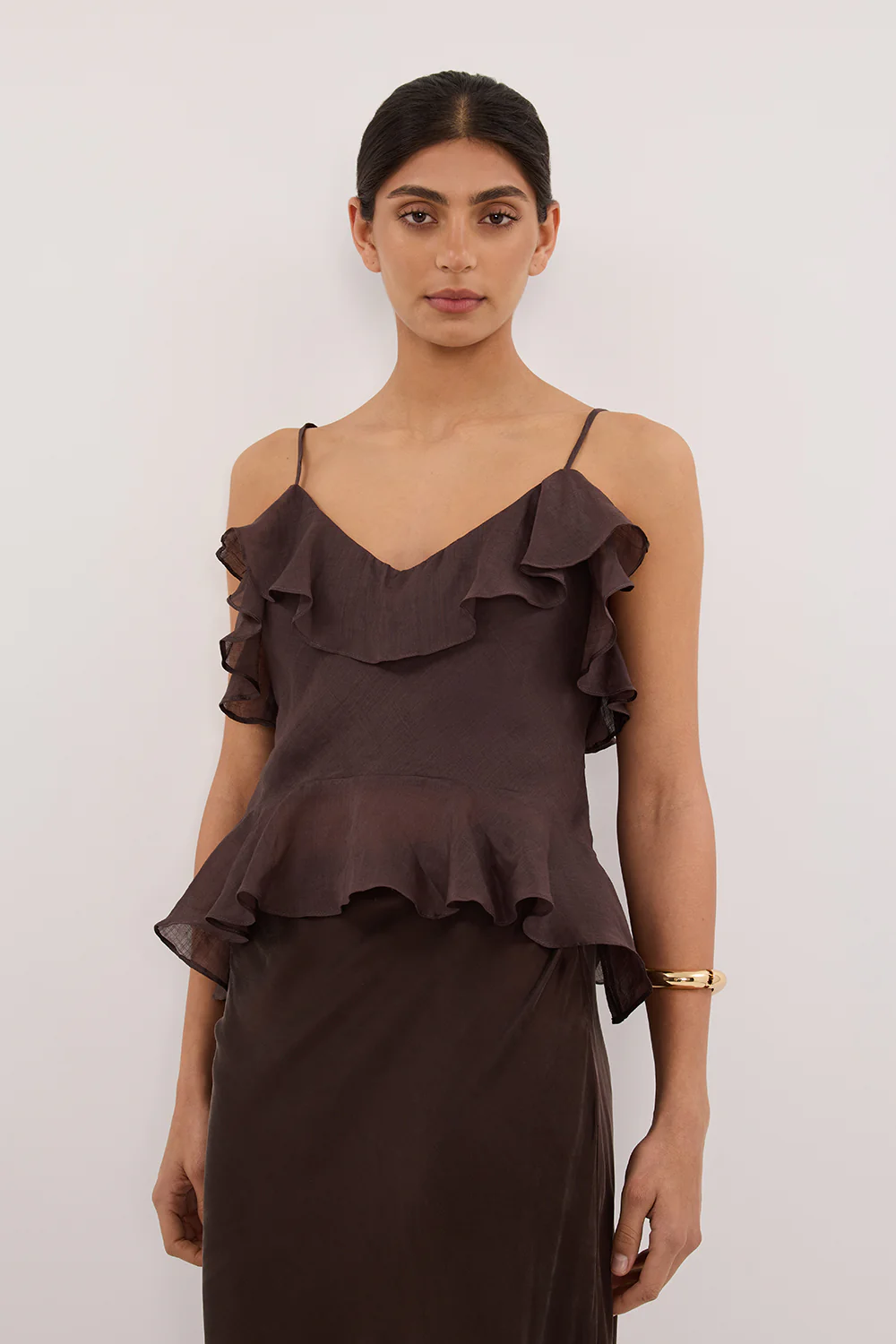 SARA DARK CHOC RAMIE CAMI TOP - Gamepaces