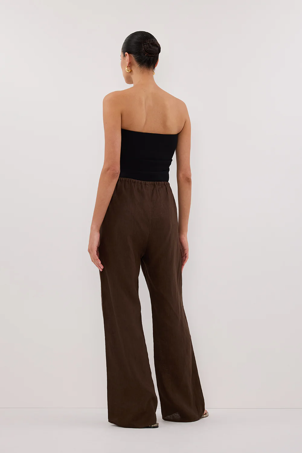 CARLA BITTER CHOC DRAWSTRING LINEN PANT - Gamepaces