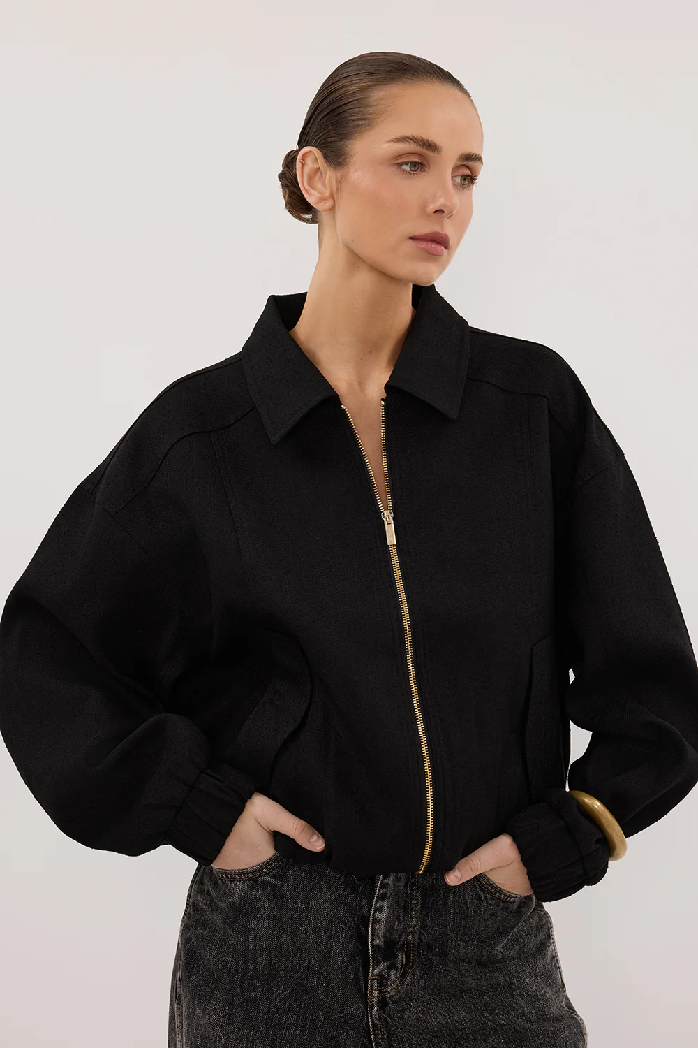 FRANKIE BLACK TWEED BOMBER JACKET - Gamepaces