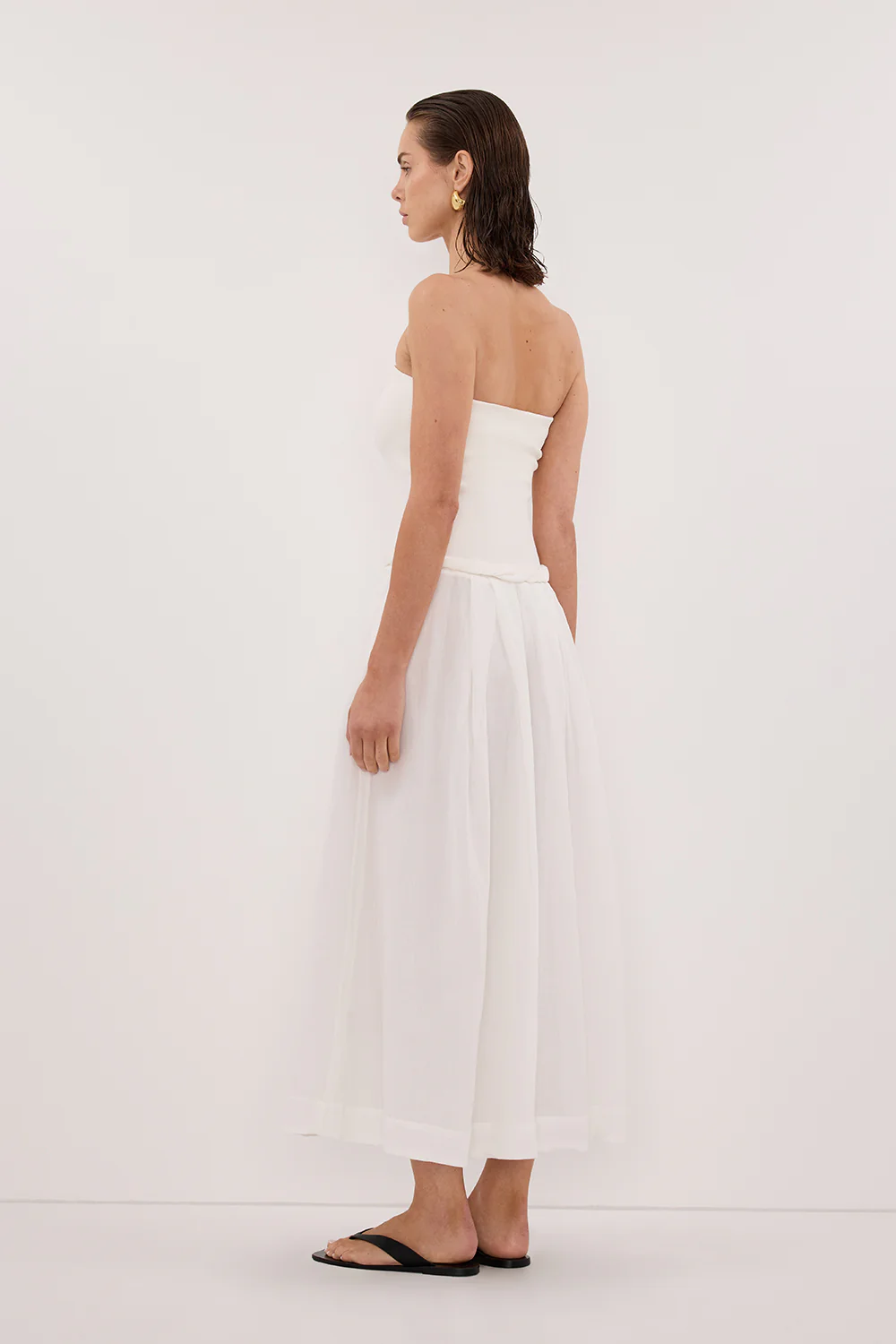 COCO WHITE STRAPLESS HYRBID MIDI DRESS - Gamepaces