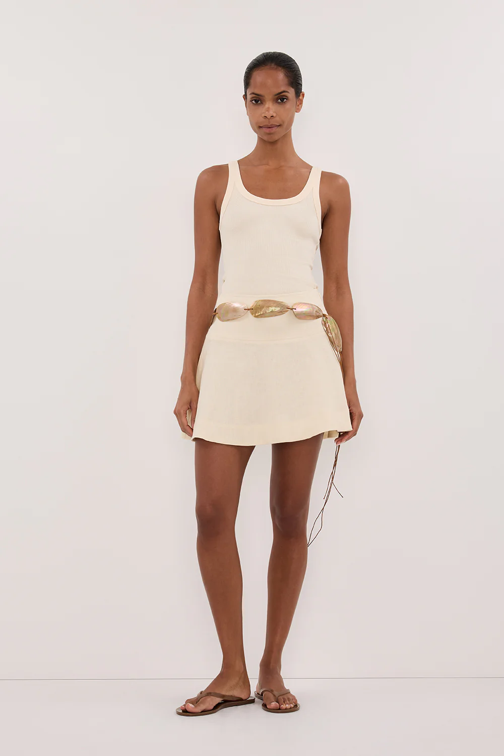 ALEA STRAW LINEN FLOUNCE MINI SKIRT - Gamepaces