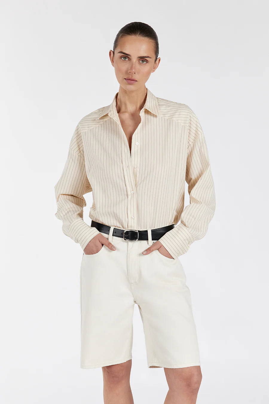 RILEY CREAM COTTON STRIPE SHIRT - Gamepaces