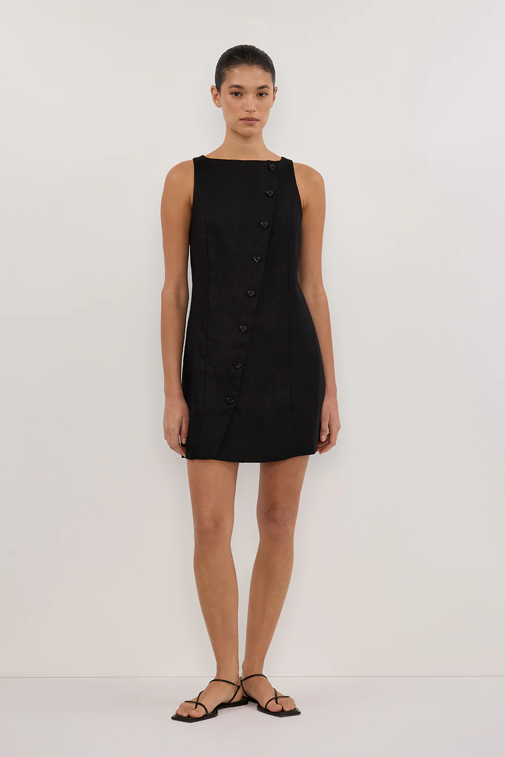 TOMMY BLACK LINEN MINI DRESS - Gamepaces
