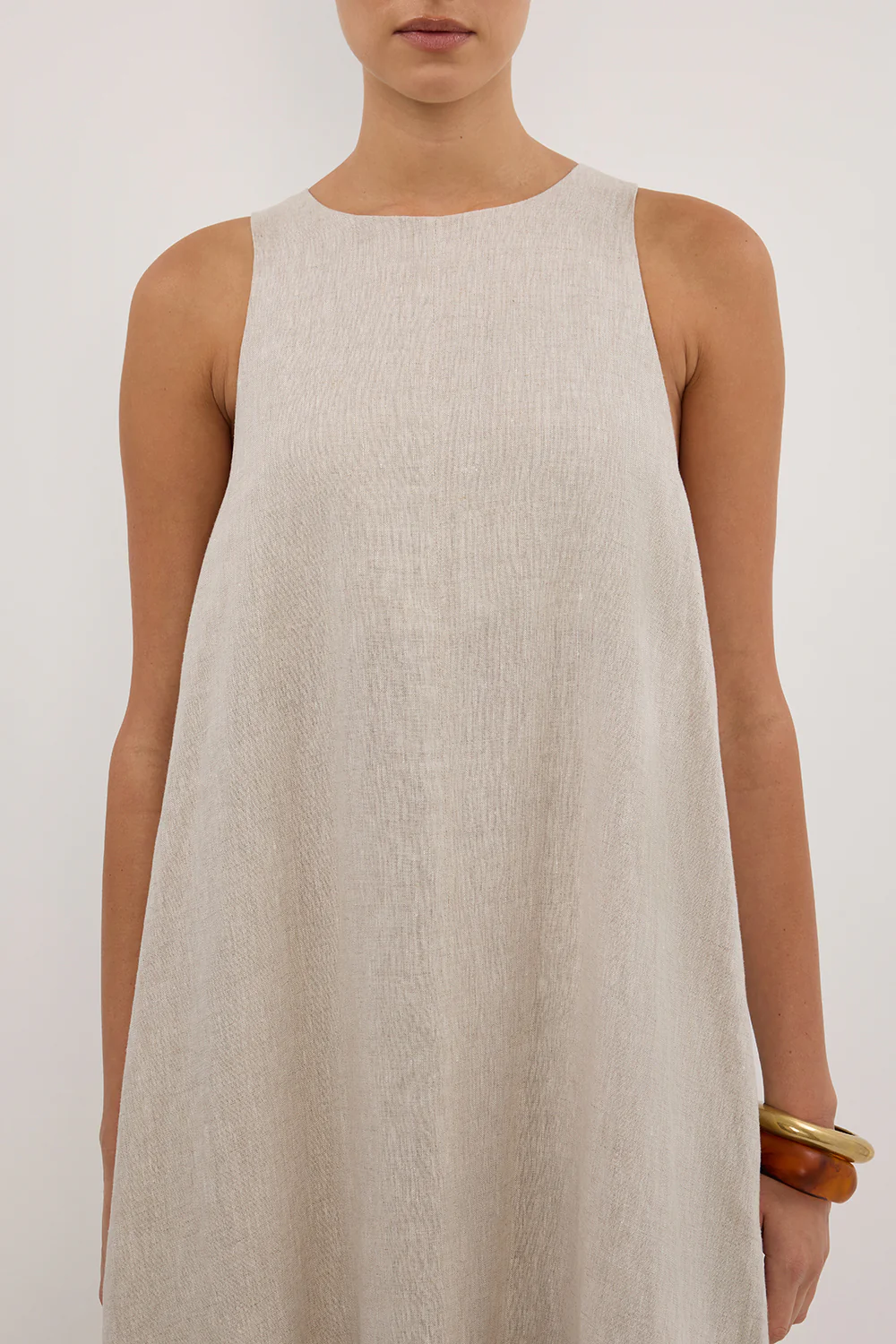 ISABELLE NATURAL LINEN MIDI DRESS - Gamepaces