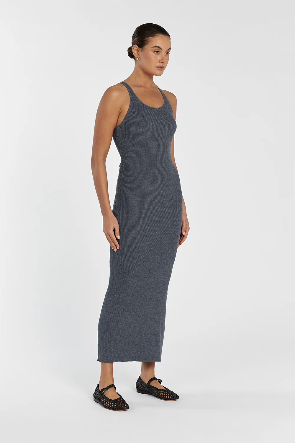 ZION DARK GREY MARLE KNIT MIDI DRESS - Gamepaces