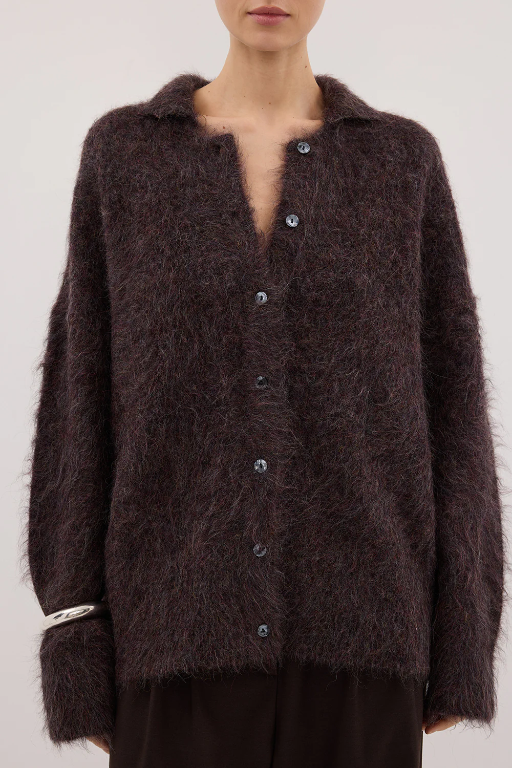 SALMA WINE POLO NECK KNIT CARDIGAN - Gamepaces