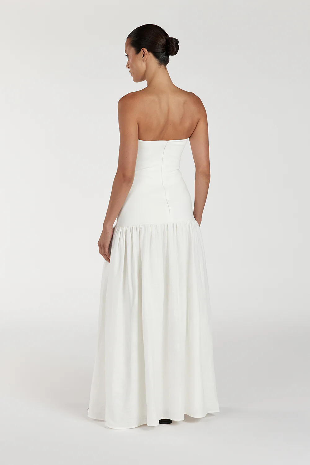 ELLISON WHITE STRAPLESS MIDI DRESS - Gamepaces
