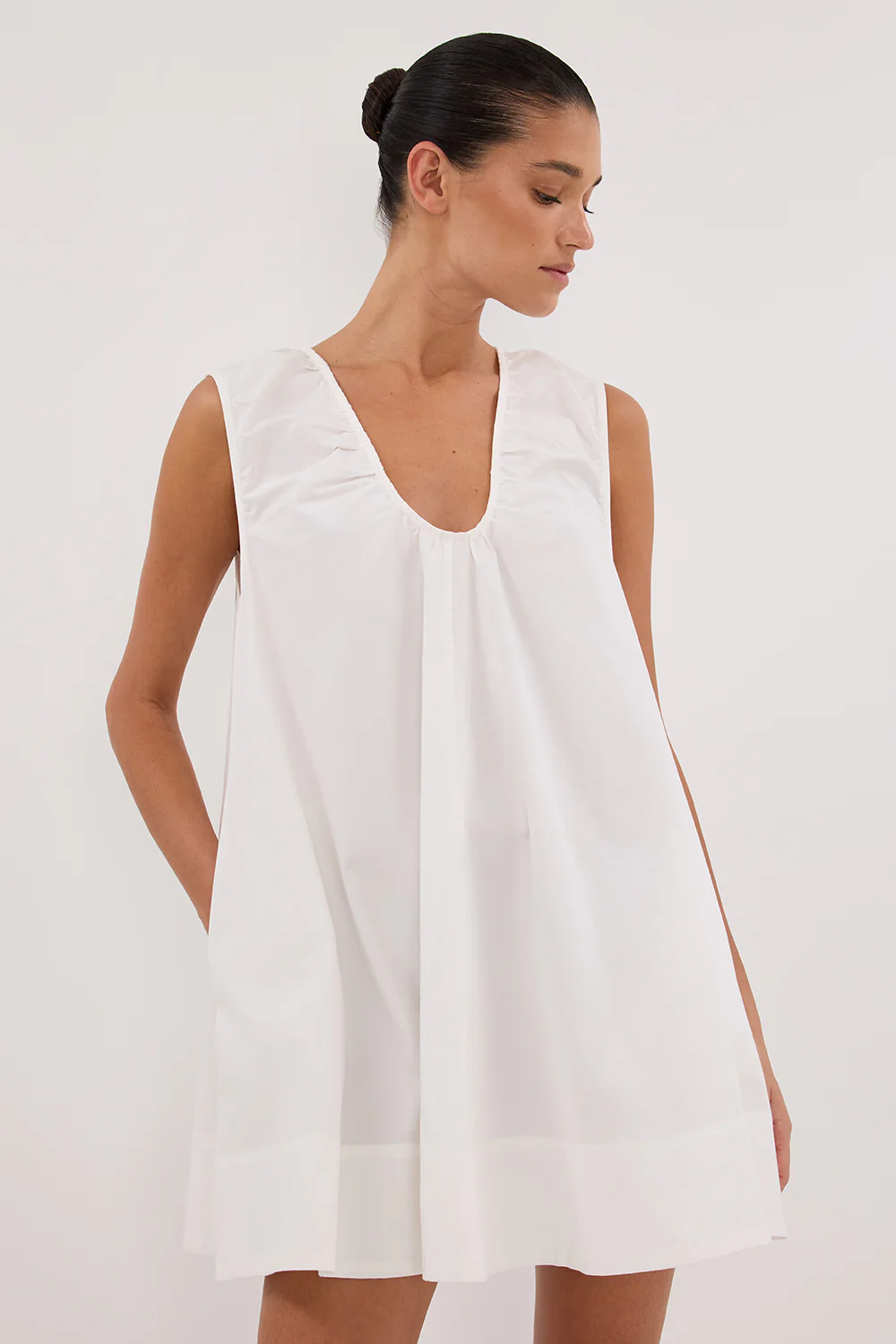 GABBY WHITE OVERSIZED COTTON MINI DRESS - Gamepaces