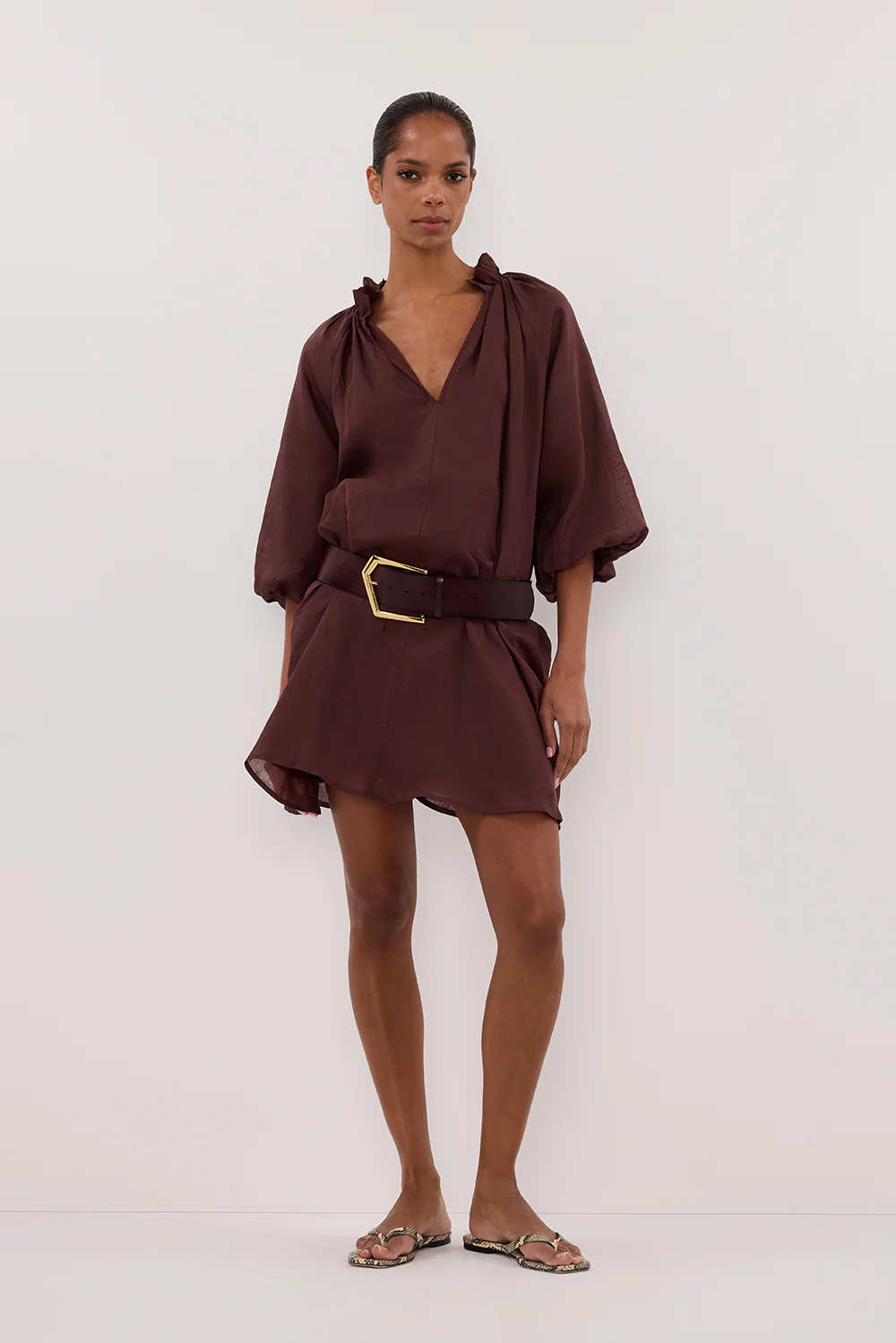 ELLIE WALNUT RAMIE SMOCK DRESS - Gamepaces