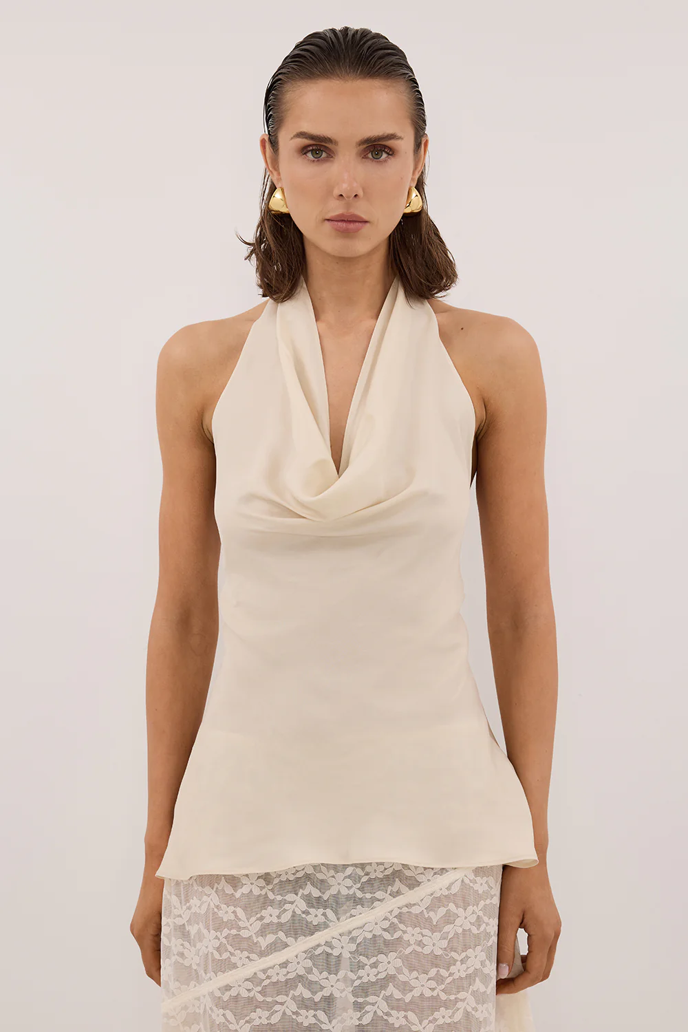 CARLENE STRAW SLEEVELESS CUPRO COWL TOP - Gamepaces