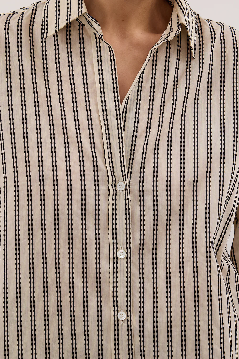 ELLIE CREAM OVERSIZED LONG SLEEVE STRIPE SHIRT - Gamepaces