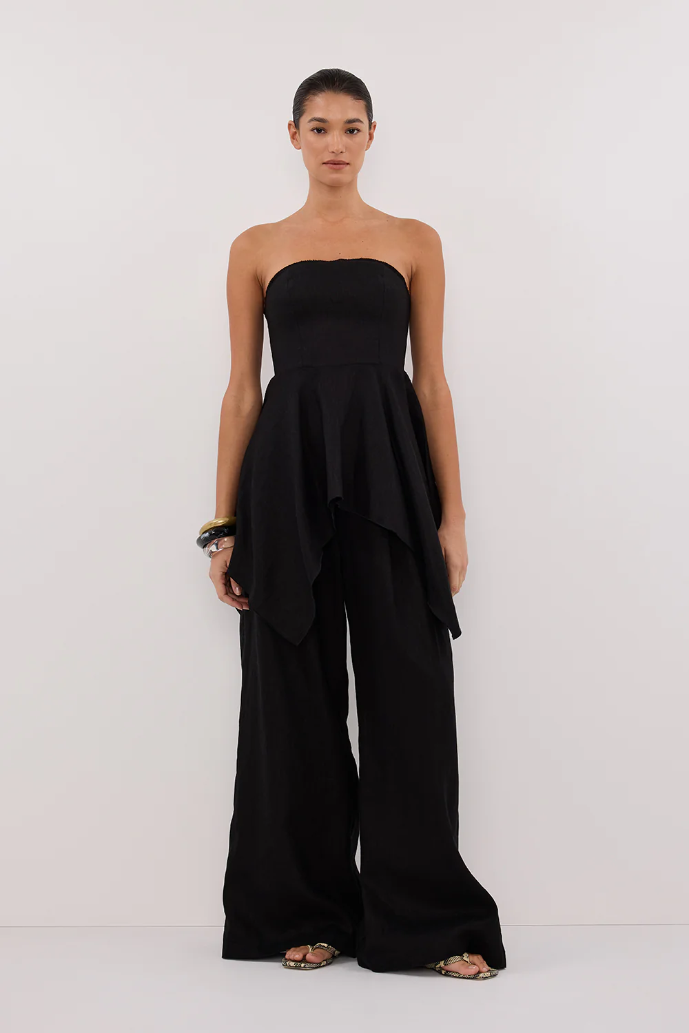 LUNA BLACK LINEN HANDKERCHIEF TOP - Gamepaces