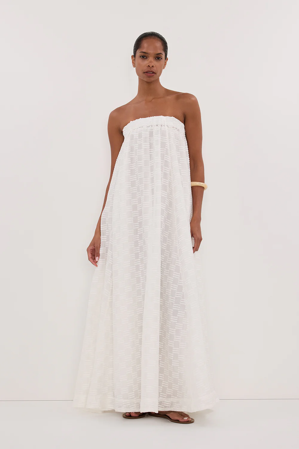 ELBA WHITE SHEER STRAPLESS DRESS - Gamepaces