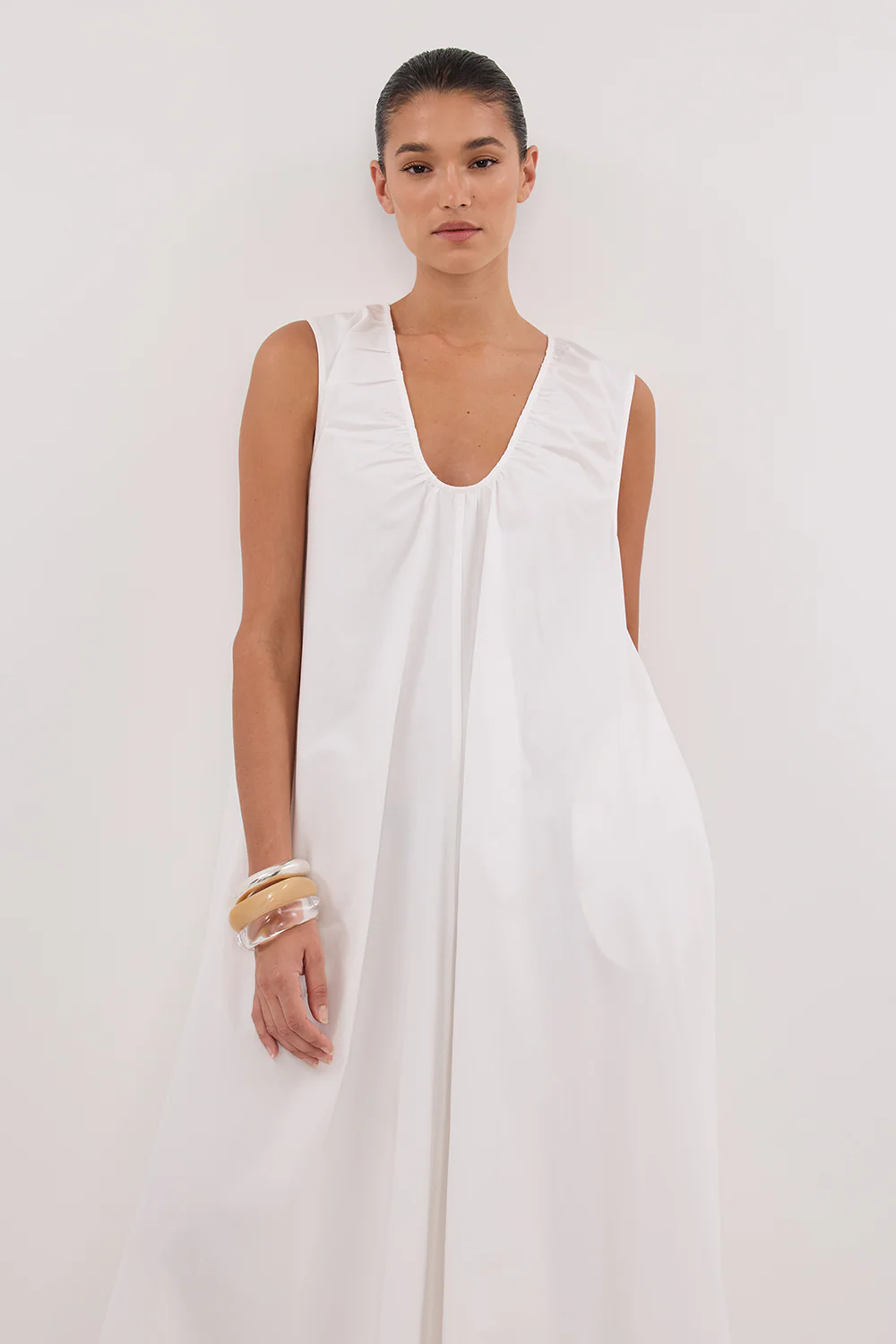 GABBY WHITE OVERSIZED COTTON MIDI DRESS - Gamepaces