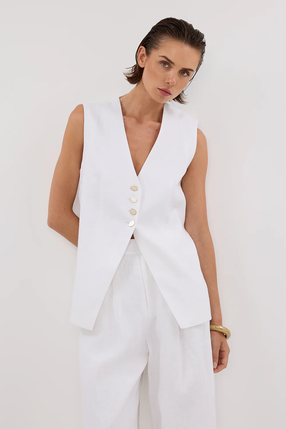 KNOX WHITE LINEN VEST - Gamepaces