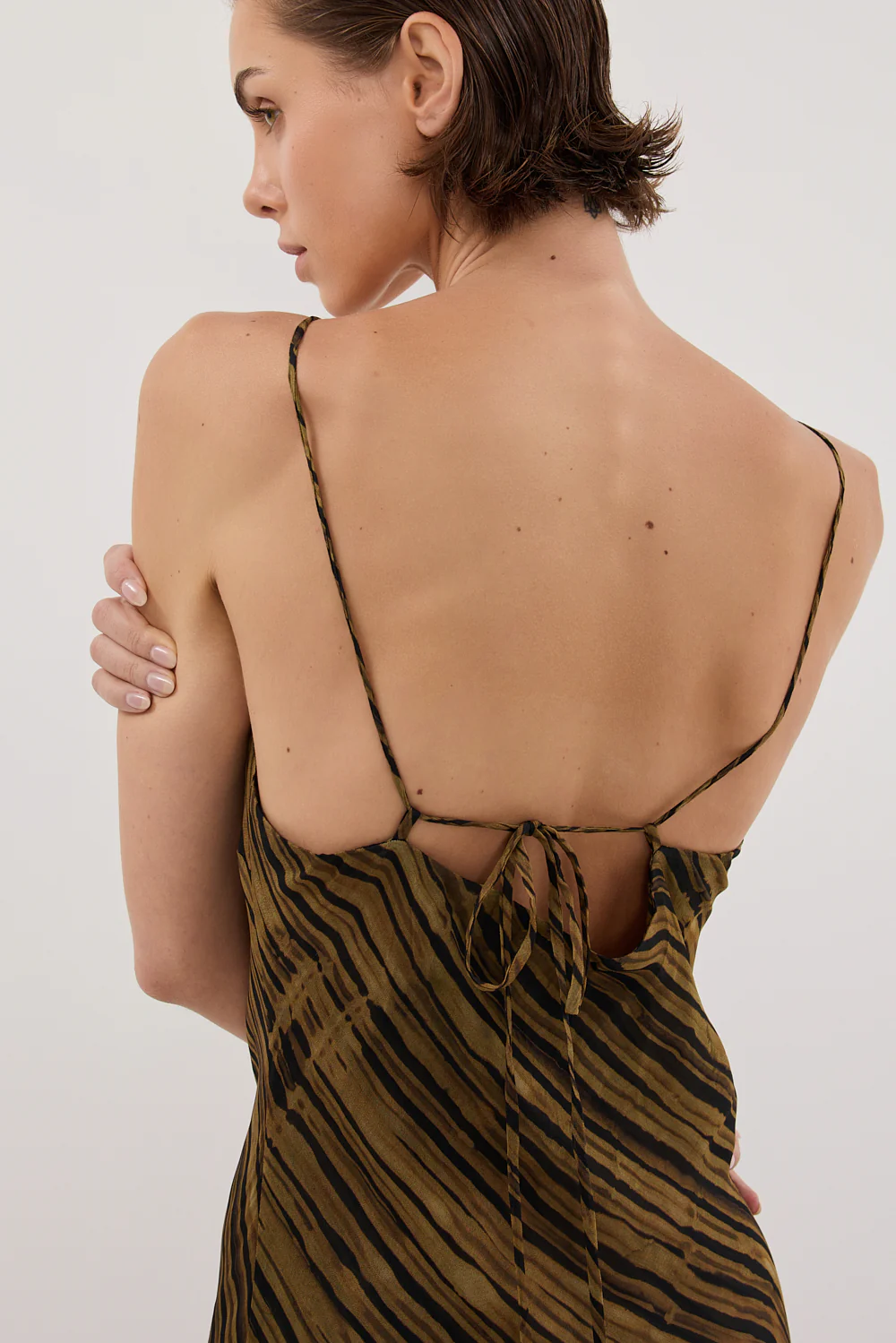 FLEUR DARK CHOCOLATE SLIP MIDI DRESS - Gamepaces