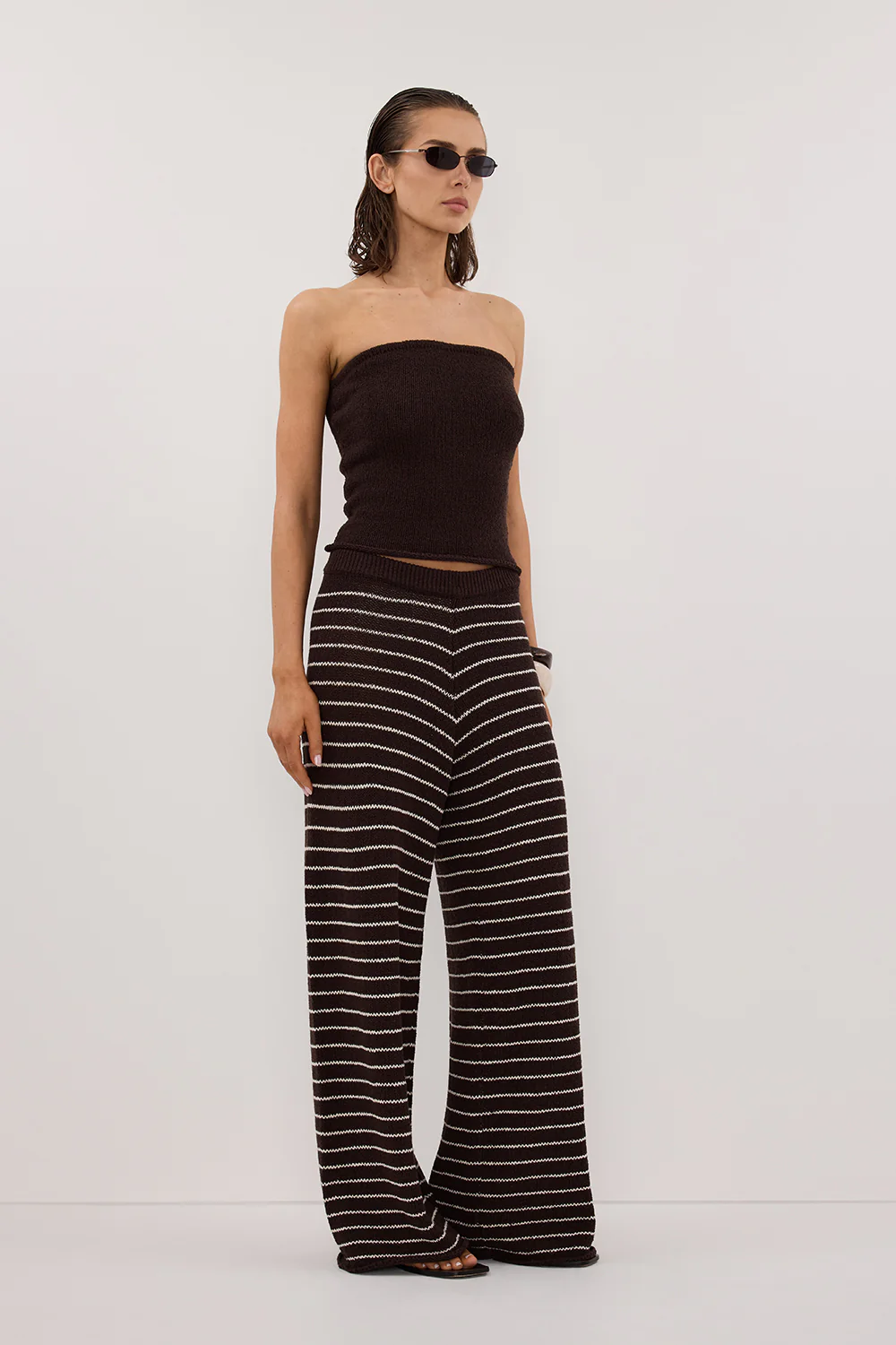 KARA CHOC STRAPLESS BANDEAU KNIT TOP - Gamepaces