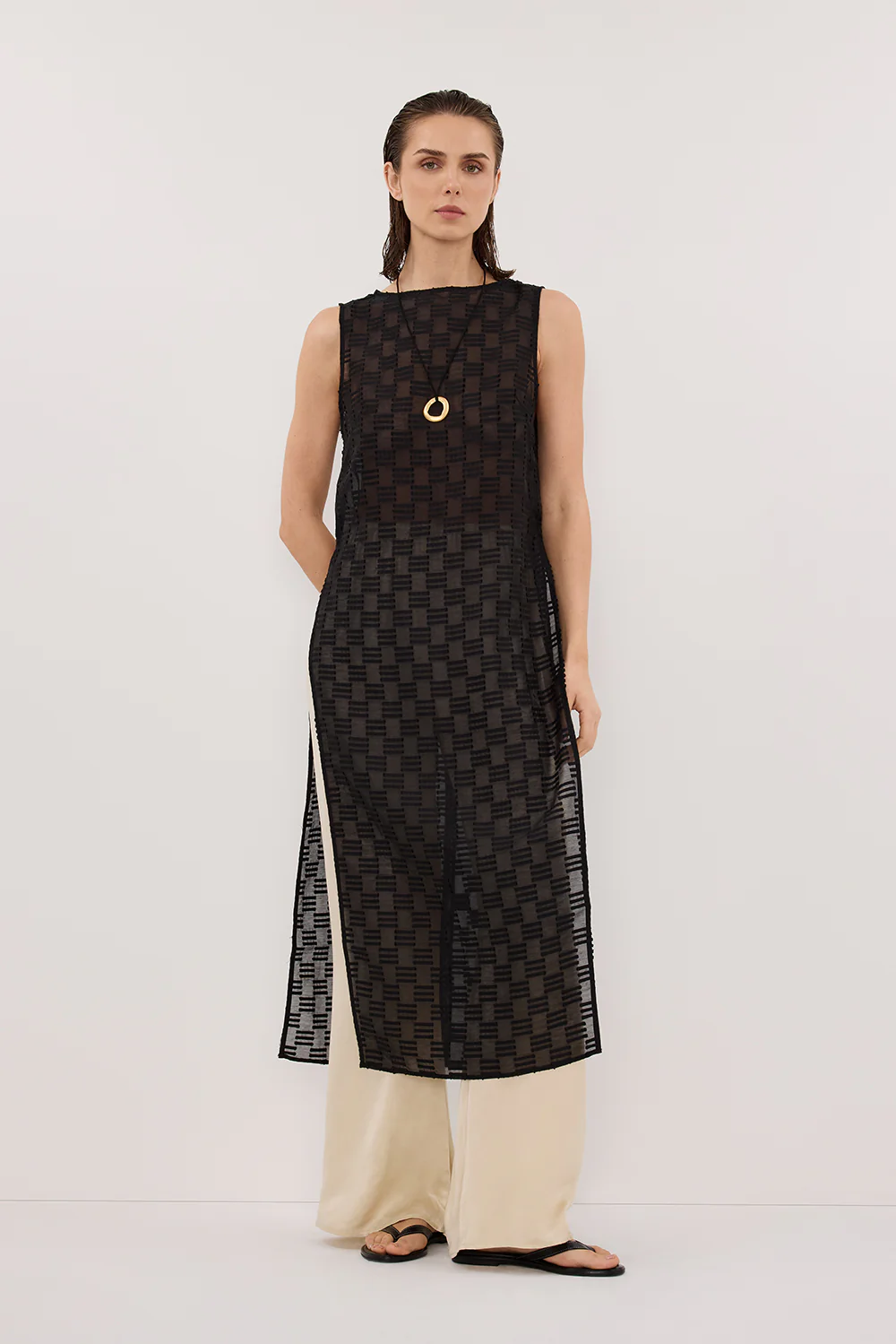 ELBA BLACK SHEER TUNIC TOP - Gamepaces