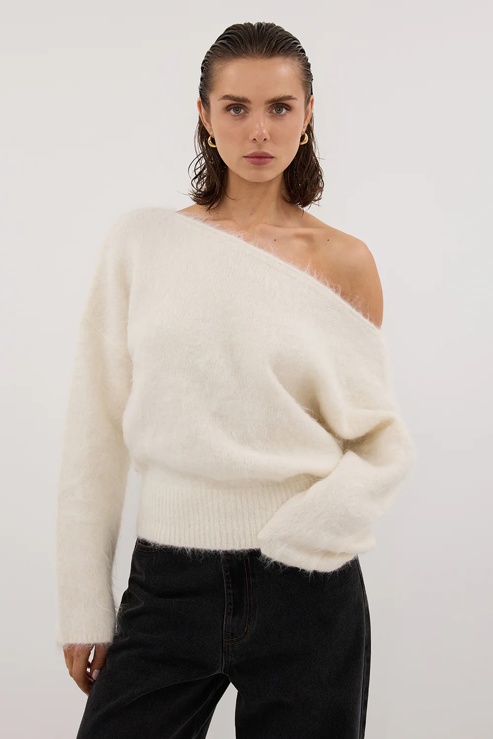 SALMA IVORY ASYM KNIT JUMPER - Gamepaces