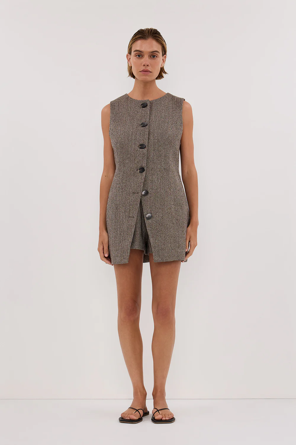FRANKIE CHOC TWEED TUNIC VEST - Gamepaces