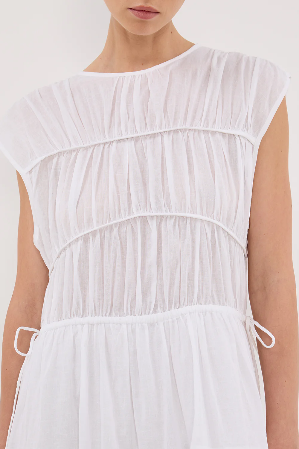 FLYNN WHITE LINEN BLEND MIDI DRESS - Gamepaces