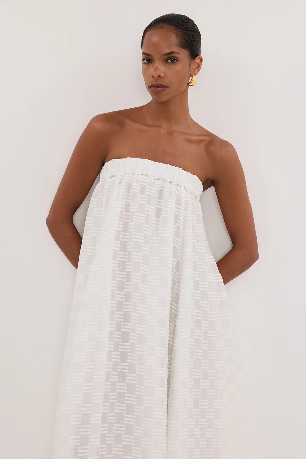 ELBA WHITE SHEER STRAPLESS DRESS - Gamepaces