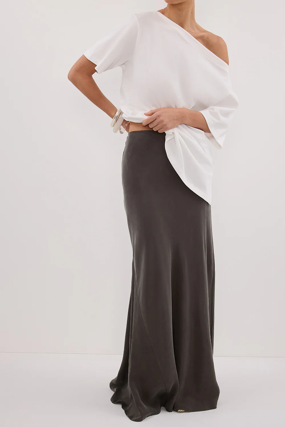 ADDISON PETROL BIAS CUPRO MAXI SKIRT - Gamepaces