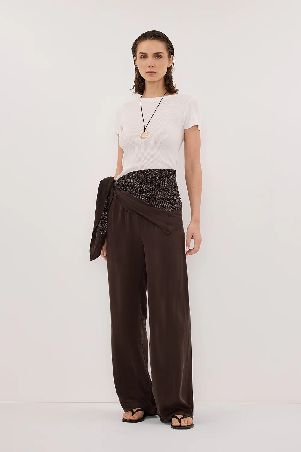 TIA CHOC MICRO CHECK SCARF TOP - Gamepaces