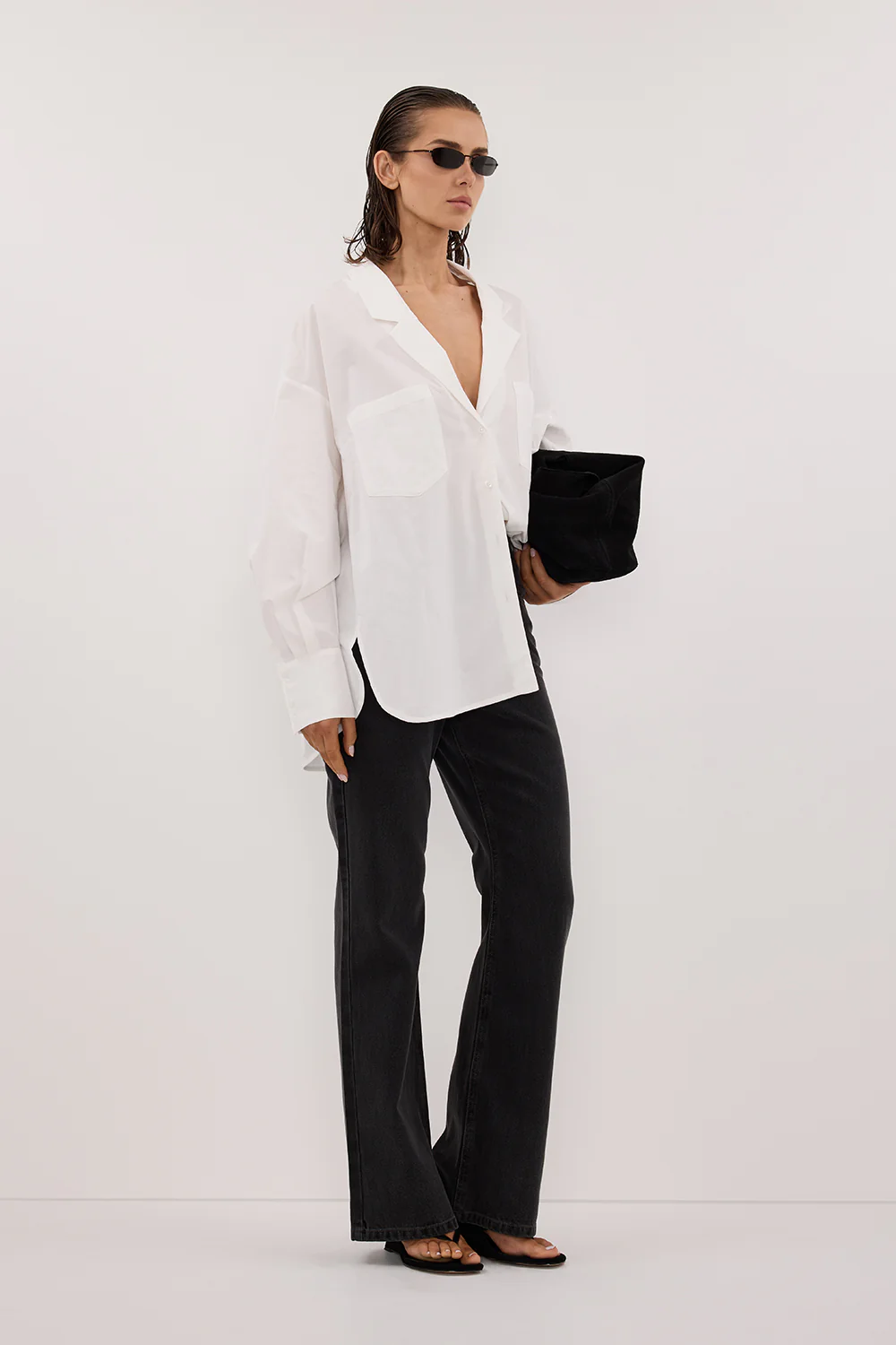 IRENE WHITE LONG SLEEVE NOTCH COLLAR SHIRT - Gamepaces