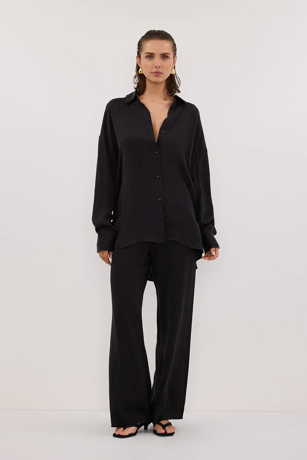 PERCY BLACK SILK LONG SLEEVE SHIRT - Gamepaces