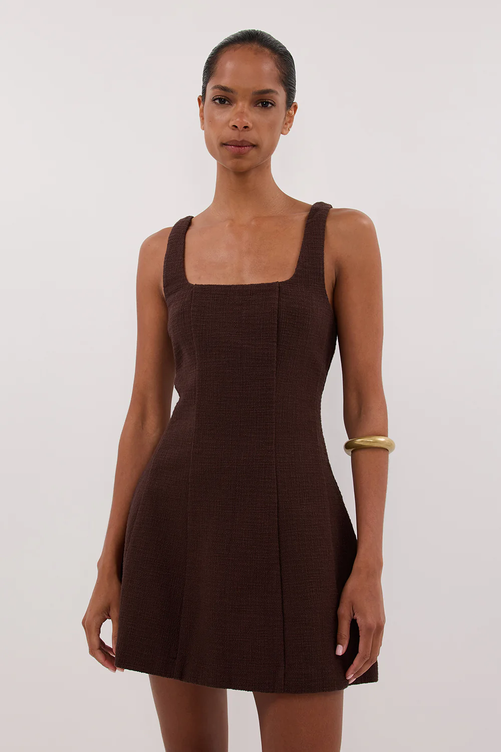 NIEVE CHOCOLATE SLEEVELESS MINI DRESS - Gamepaces