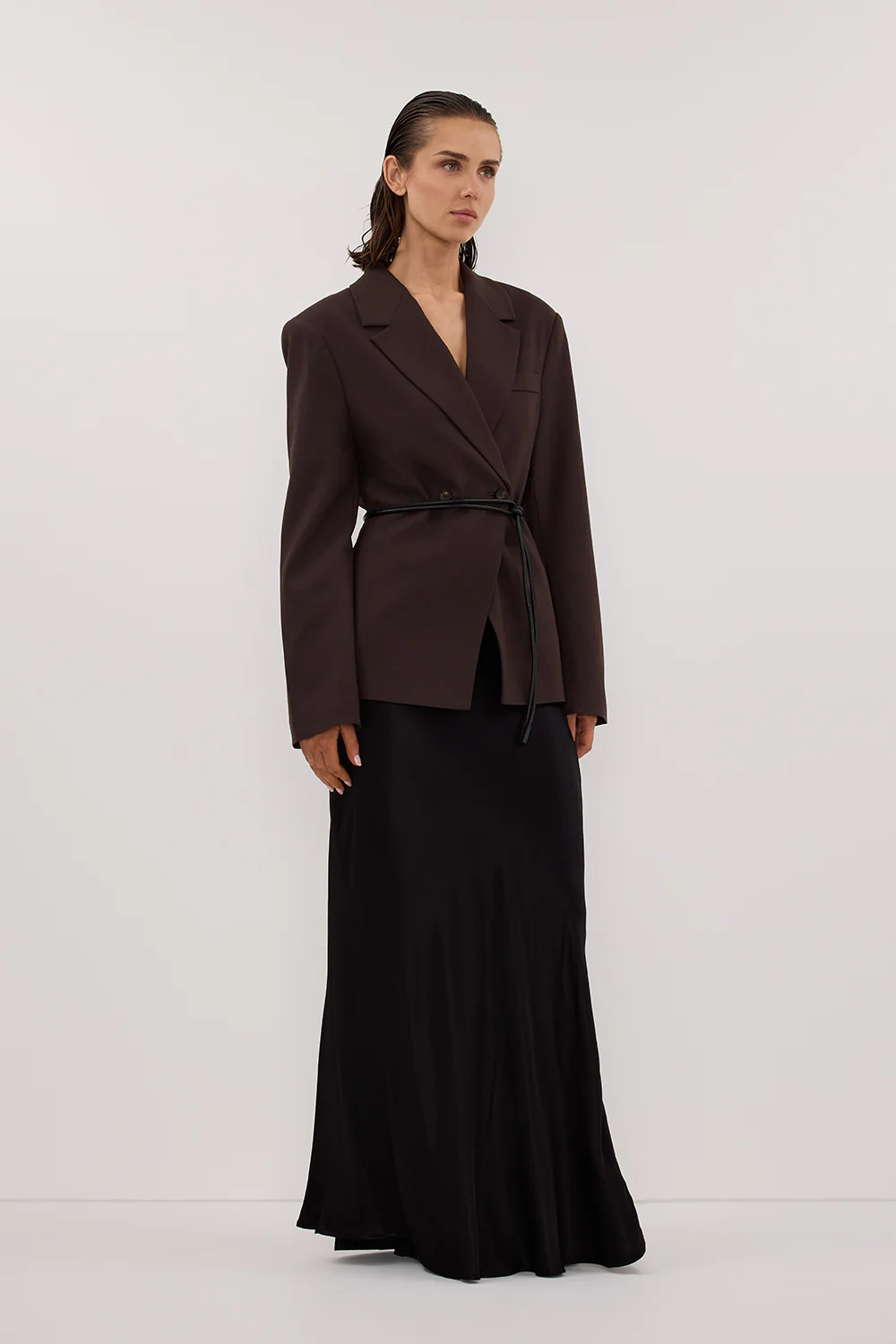 CHARLI BLACK SATIN MAXI SKIRT - Gamepaces