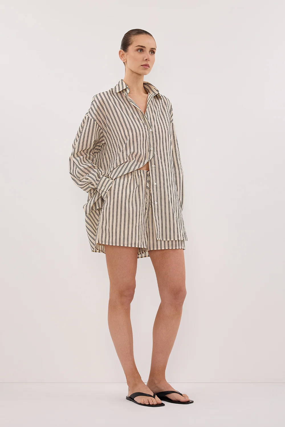 ELLIE CREAM STRIPE DRAWSTRING SHORTS - Gamepaces
