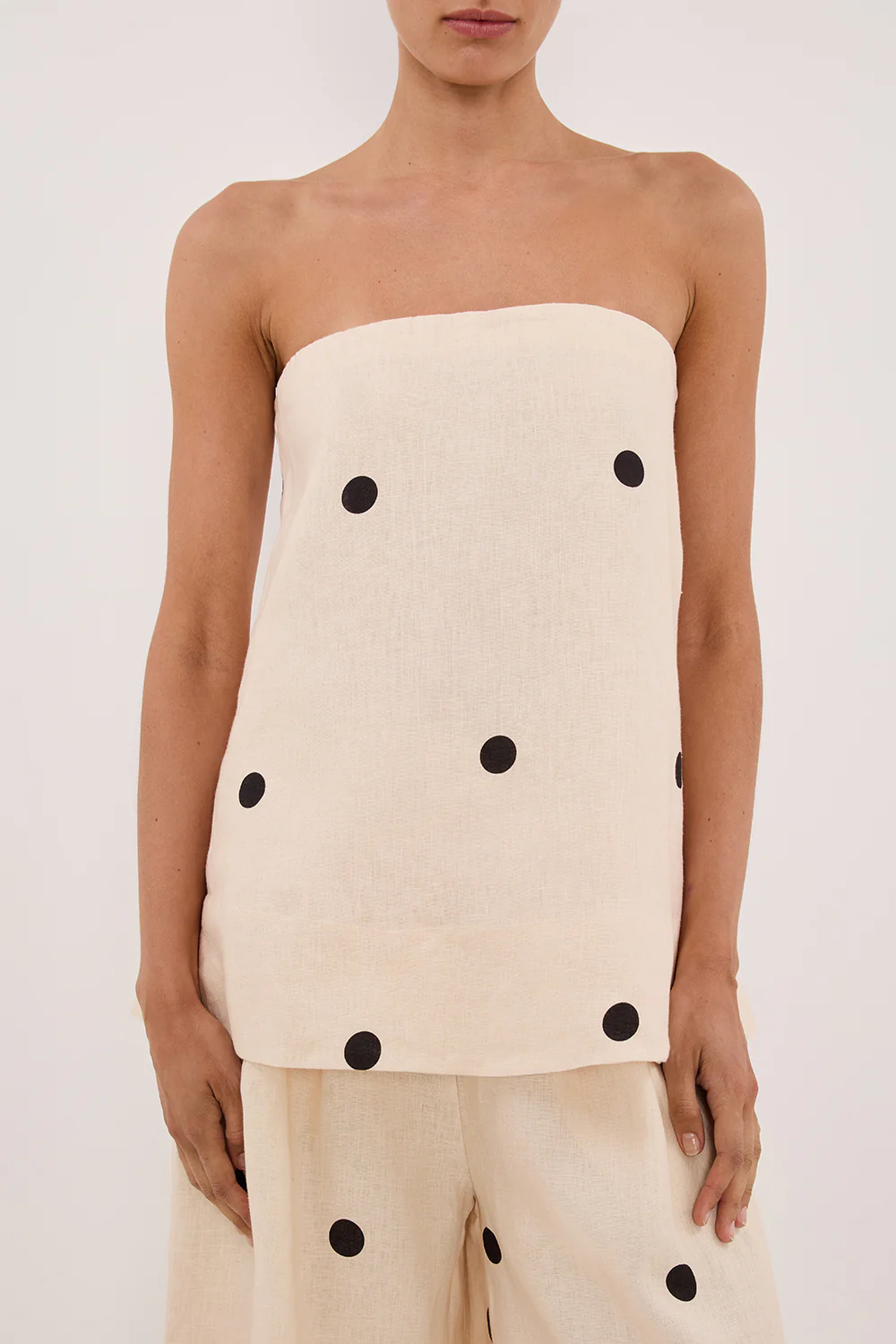 BEVERLY CREAM SPOT STRAPLESS TOP - Gamepaces