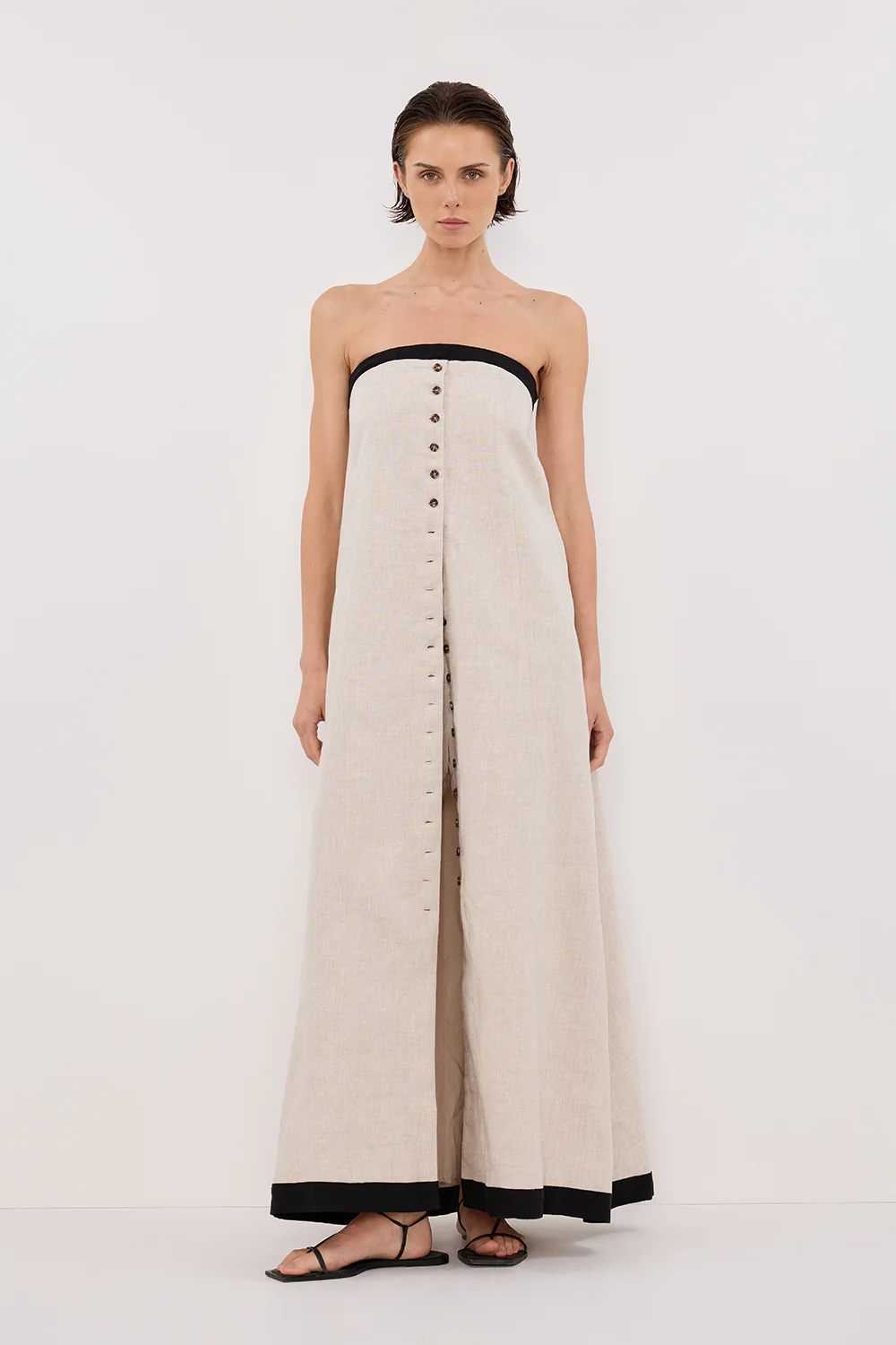 EBONY NATURAL STRAPLESS MIDI DRESS - Gamepaces