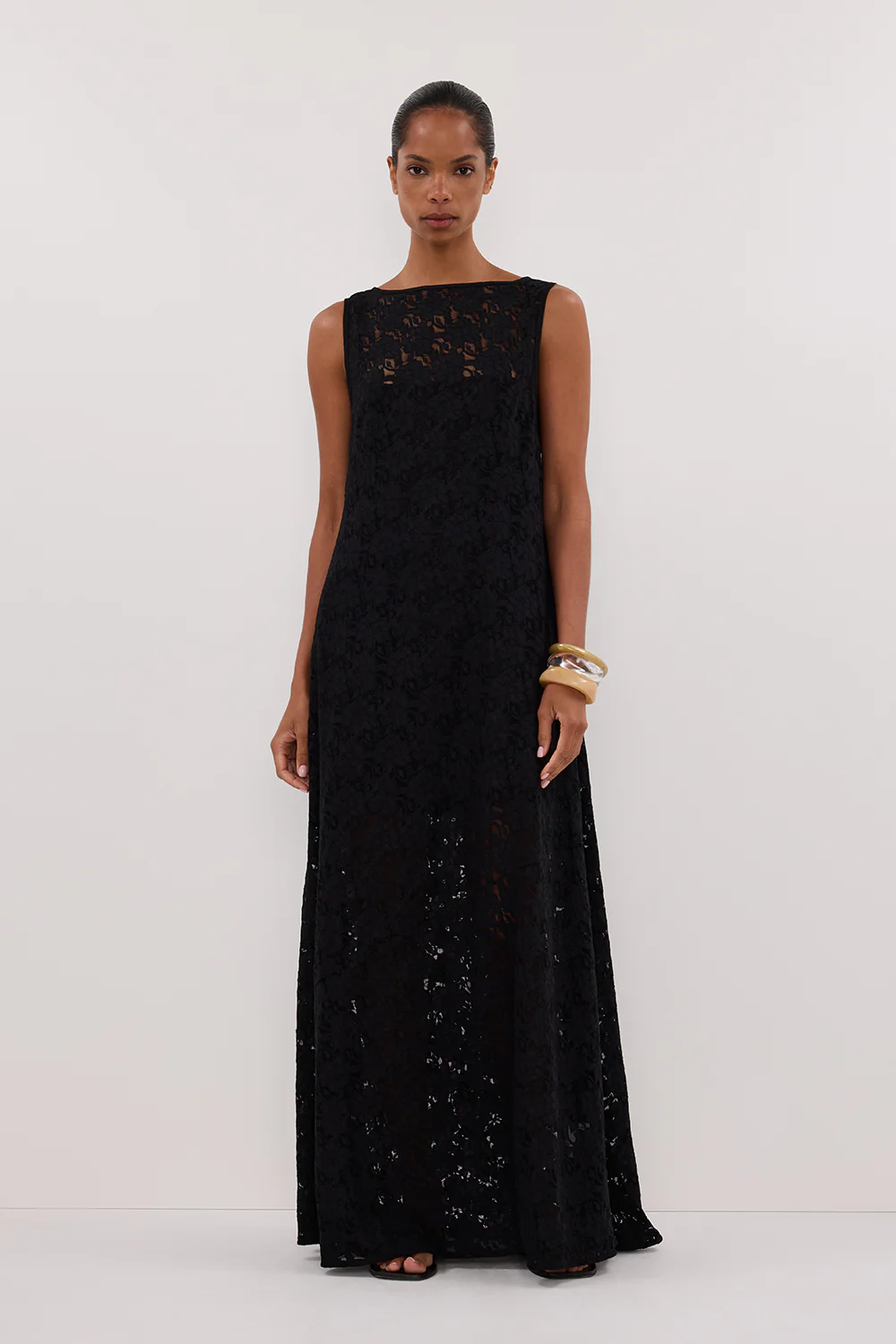LOULA BLACK LACE MIDI DRESS - Gamepaces