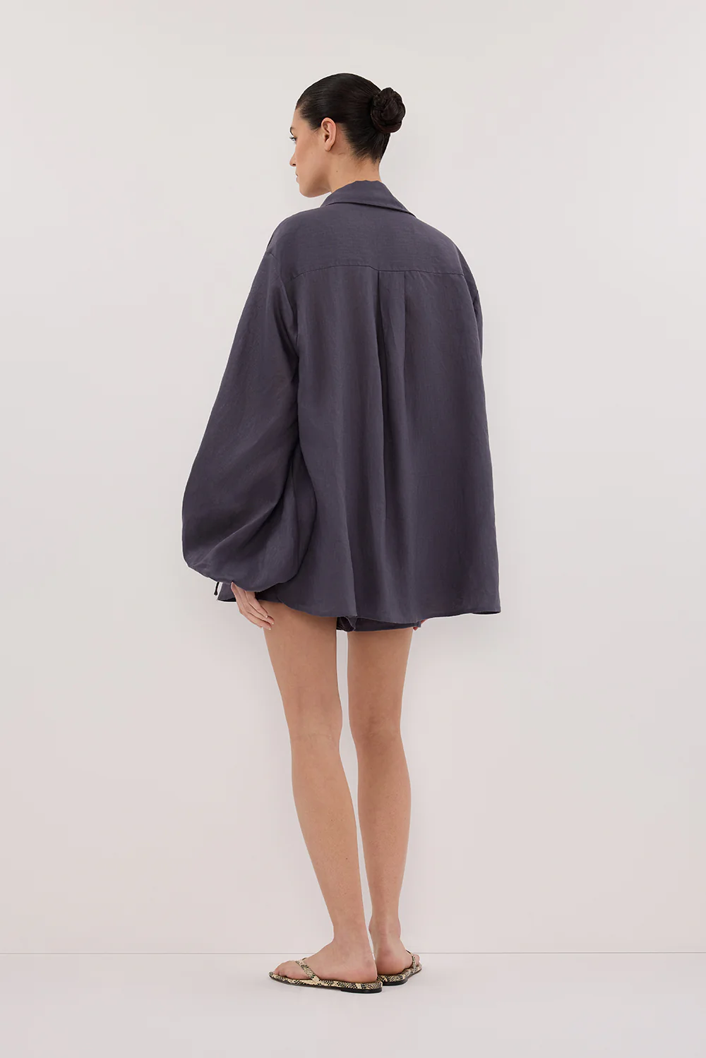 CARLA WASHED INDIGO LONG SLEEVE LINEN SHIRT - Gamepaces