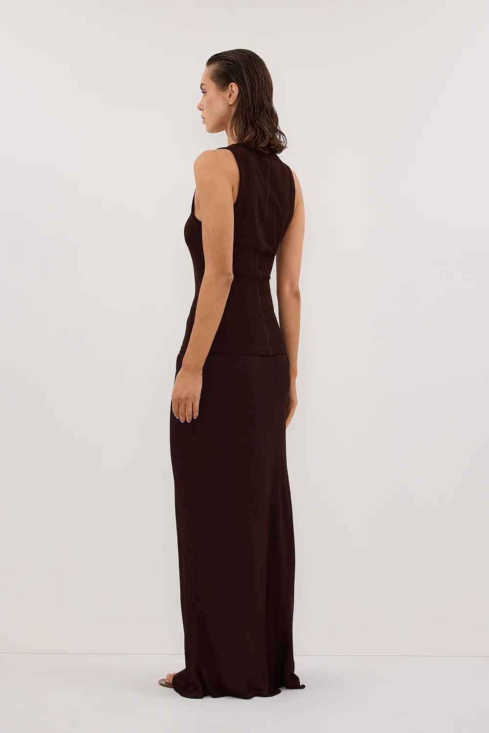 CLARA BURNT CHOC SCOOP NECK TANK TOP - Gamepaces