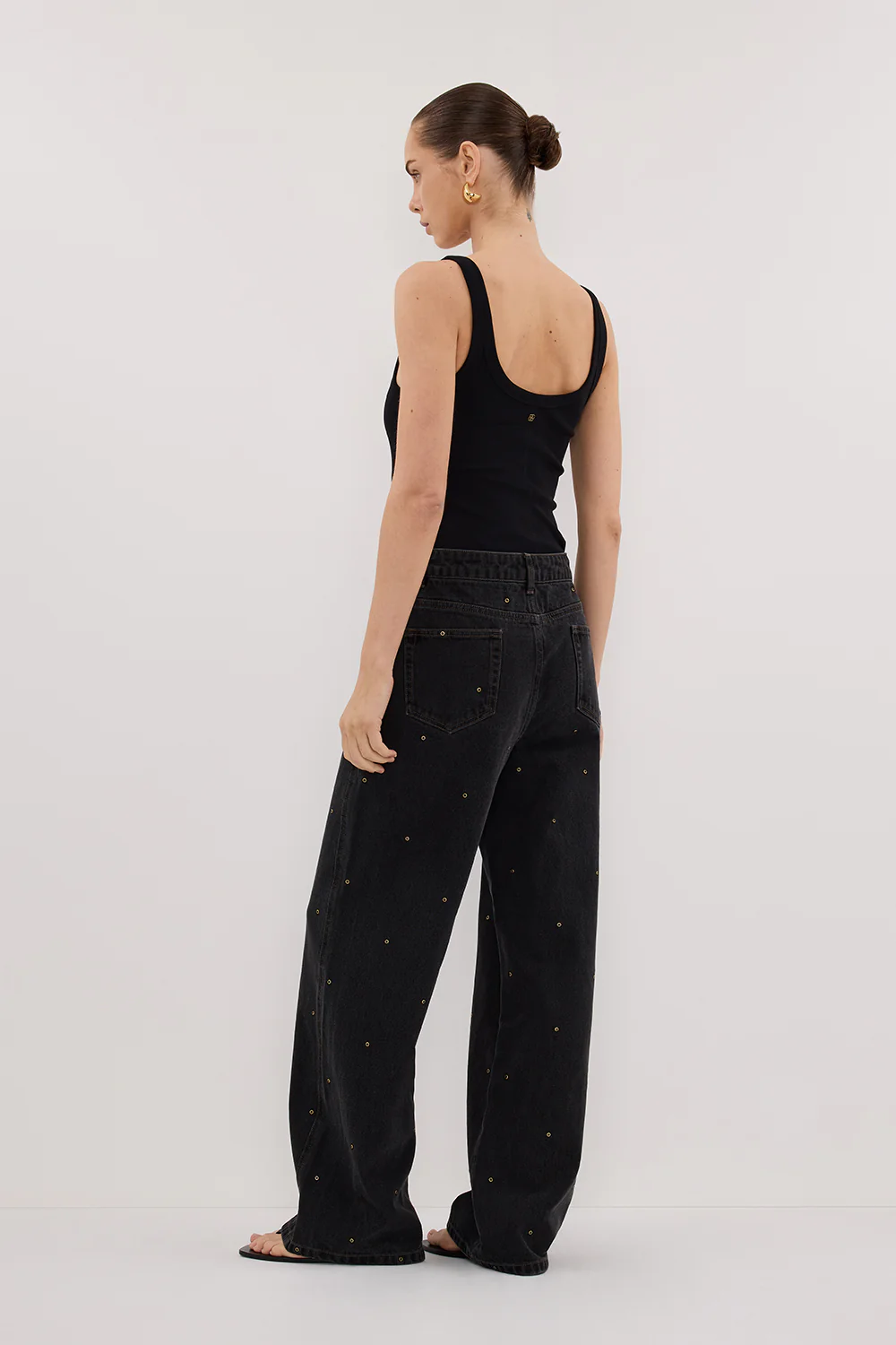 REAGAN 2.0 BLACK RINSE EYELET SLOUCHY JEAN - Gamepaces