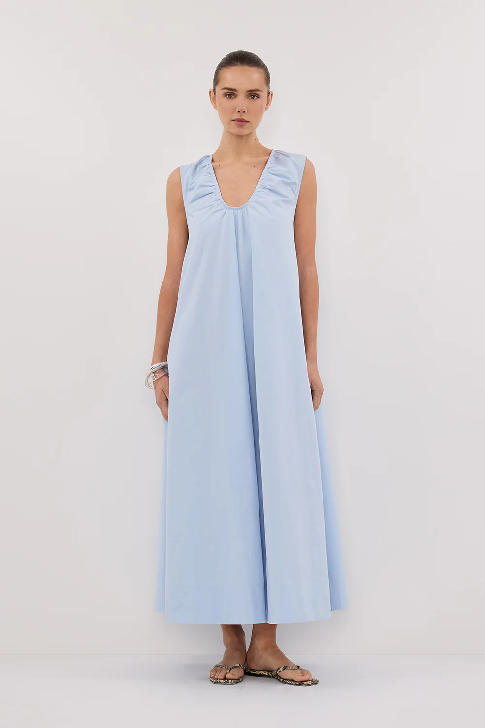 GABBY CORNFLOWER OVERSIZED COTTON MIDI DRESS - Gamepaces