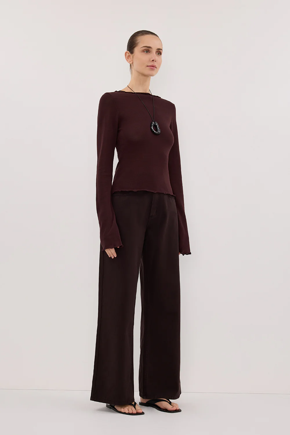 BLAKE PLUM LONG SLEEVE BOAT NECK KNIT TOP - Gamepaces