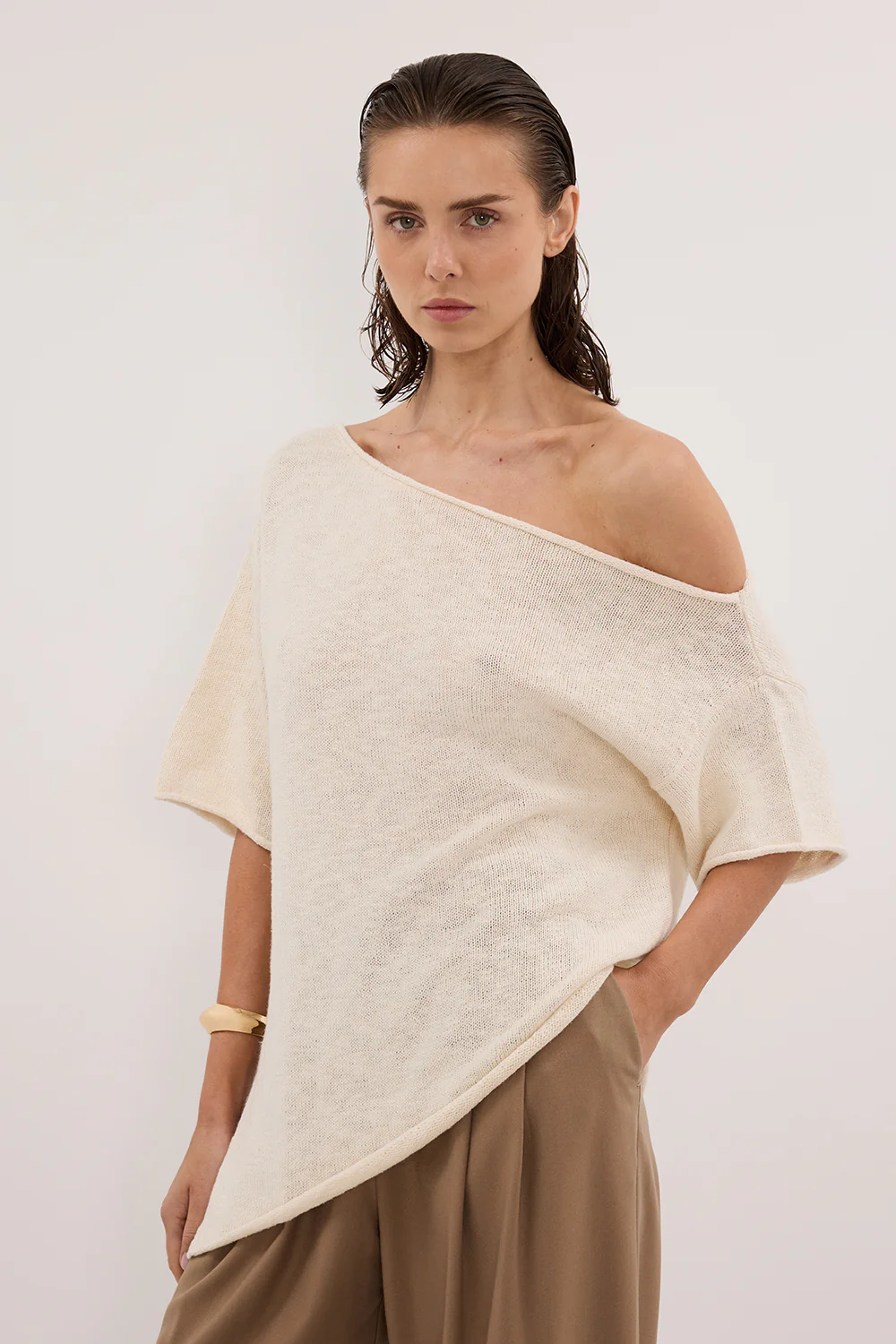 RICK CREAM ASYM KNIT TOP - Gamepaces