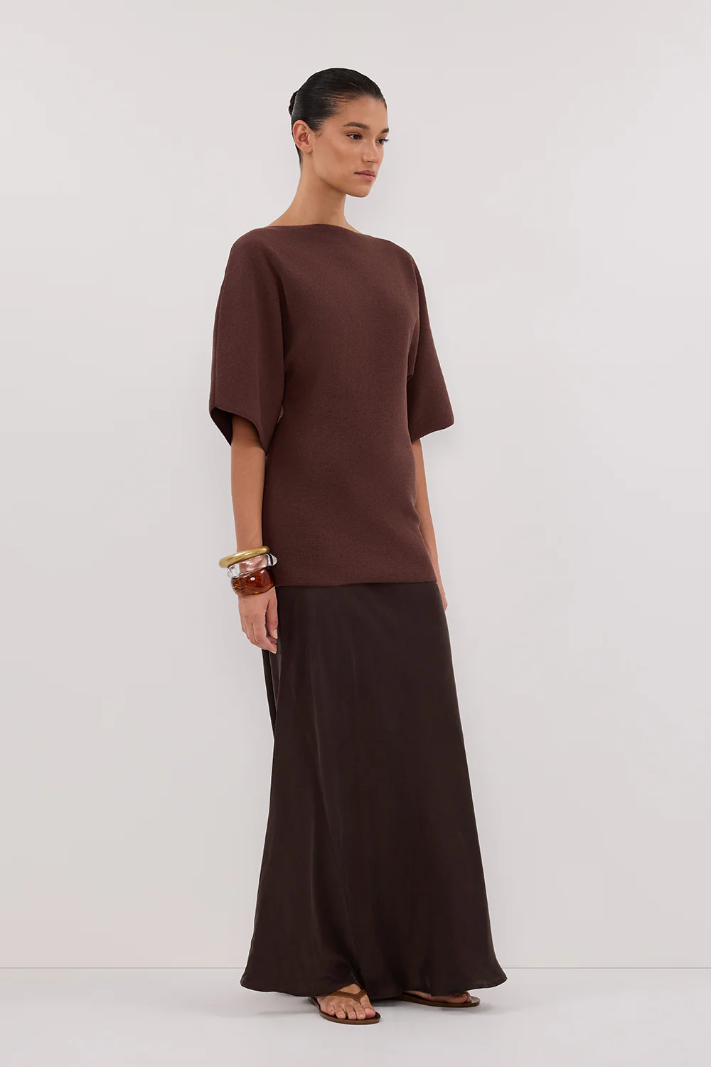 LIA WALNUT SLEEVED KNIT TOP - Gamepaces