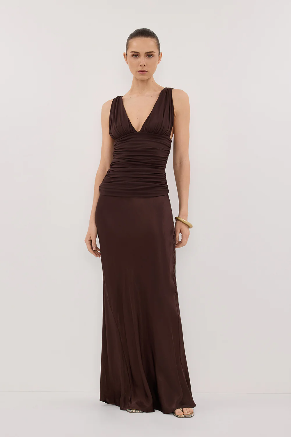 MAGNOLIA CHOC SLEEVELESS RUCHED TOP - Gamepaces