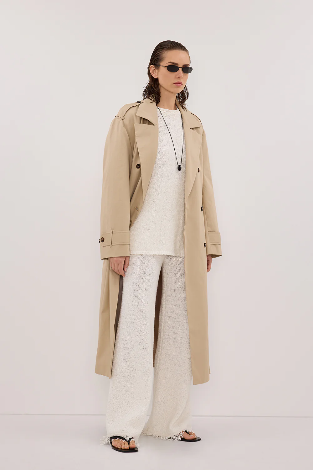 SUE OFF WHITE FRINGE KNIT PANT - Gamepaces