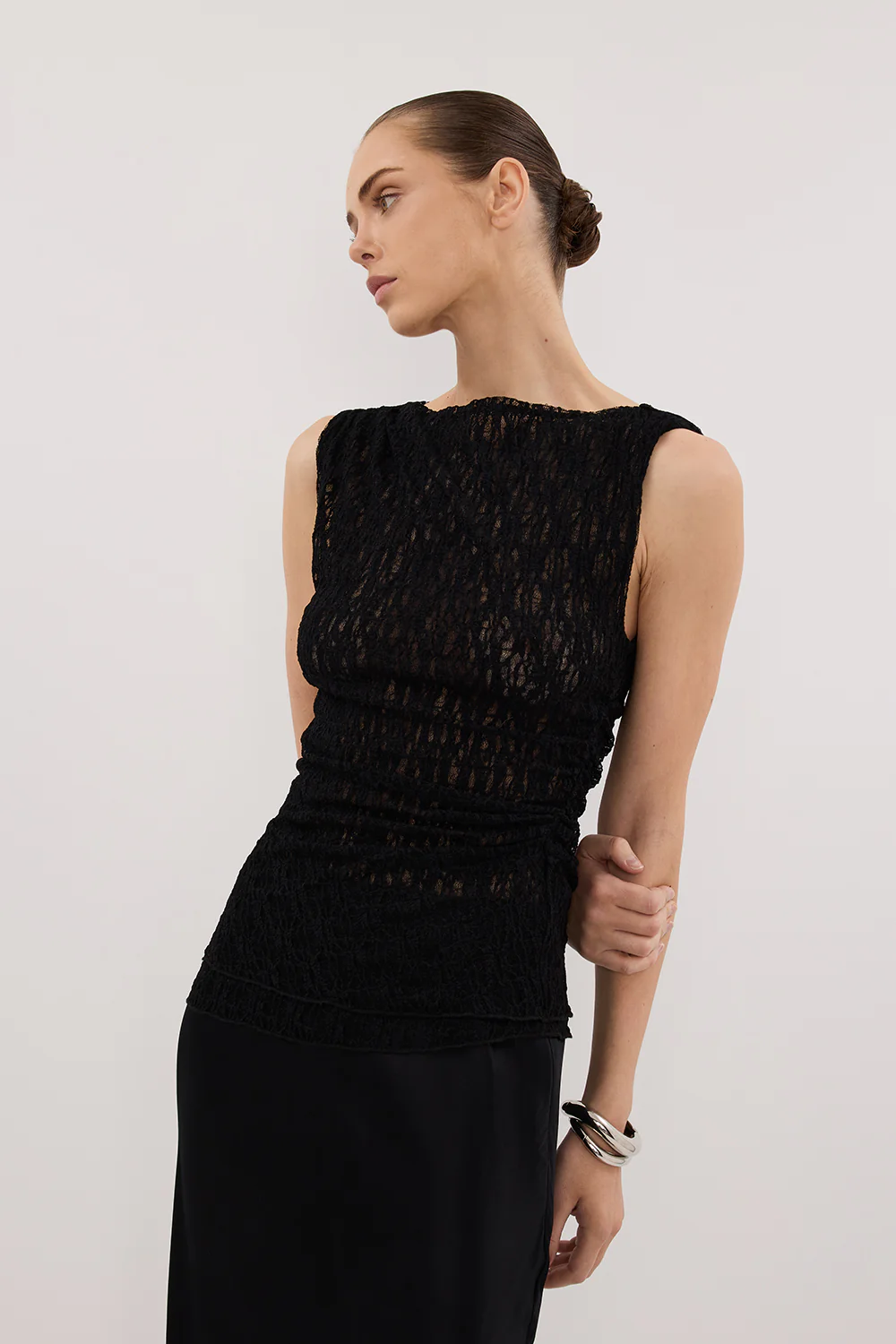 LIZZIE BLACK SLEEVELESS LACE TOP - Gamepaces